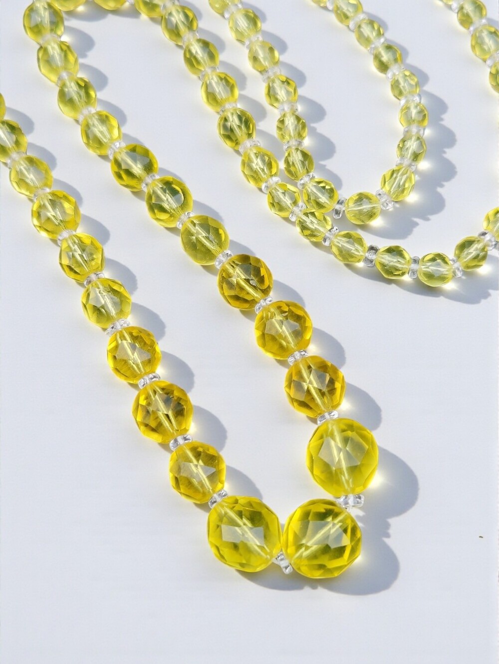 Long Yellow Crystal Necklace